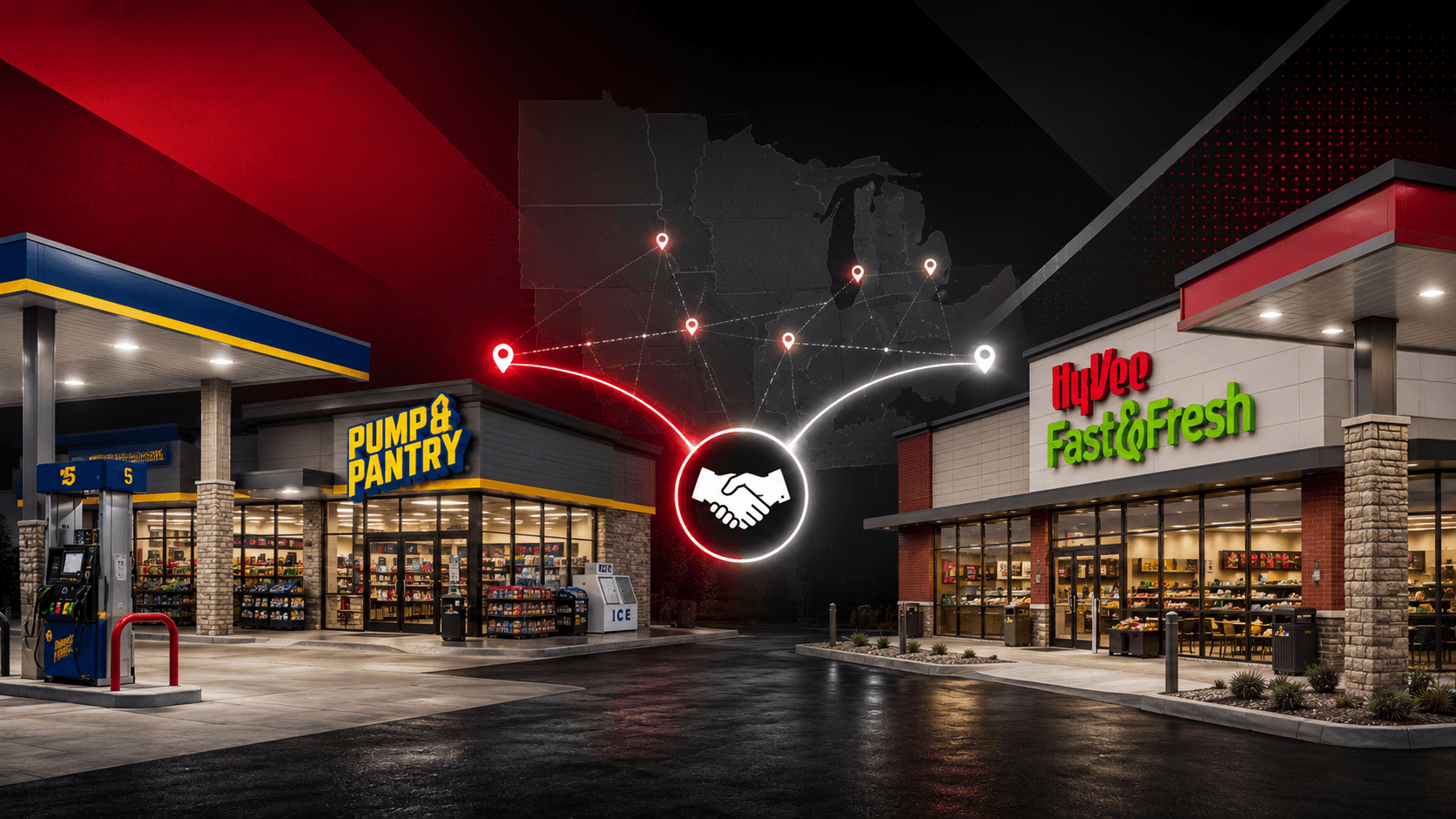 Pump & Pantry and Hy-Vee Fast & Fresh convenience stores connected through an acquisition and retail expansion concept